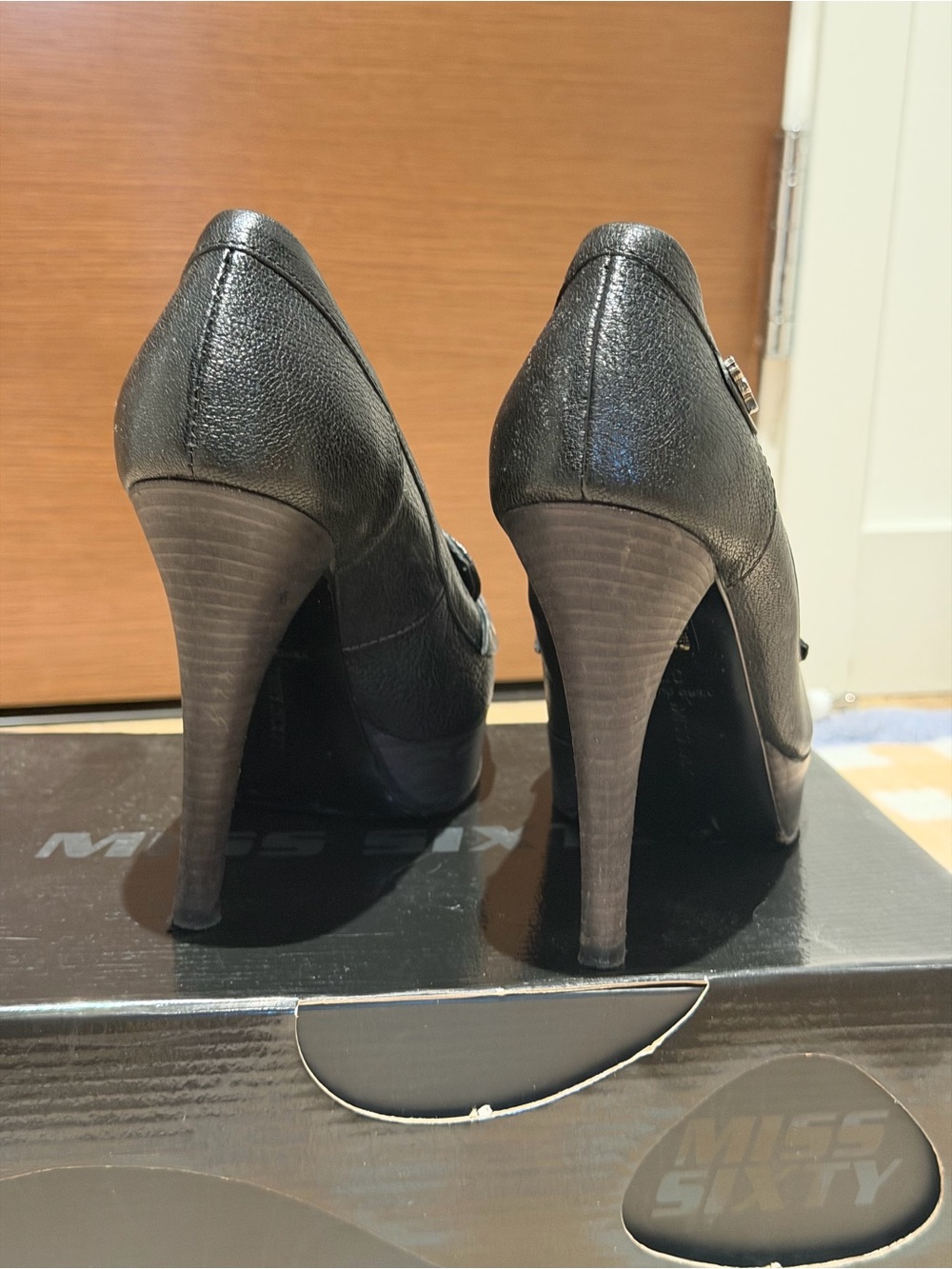 Miss Sixty Black Leather Platform Stiletto Pumps - Picture 4 of 7